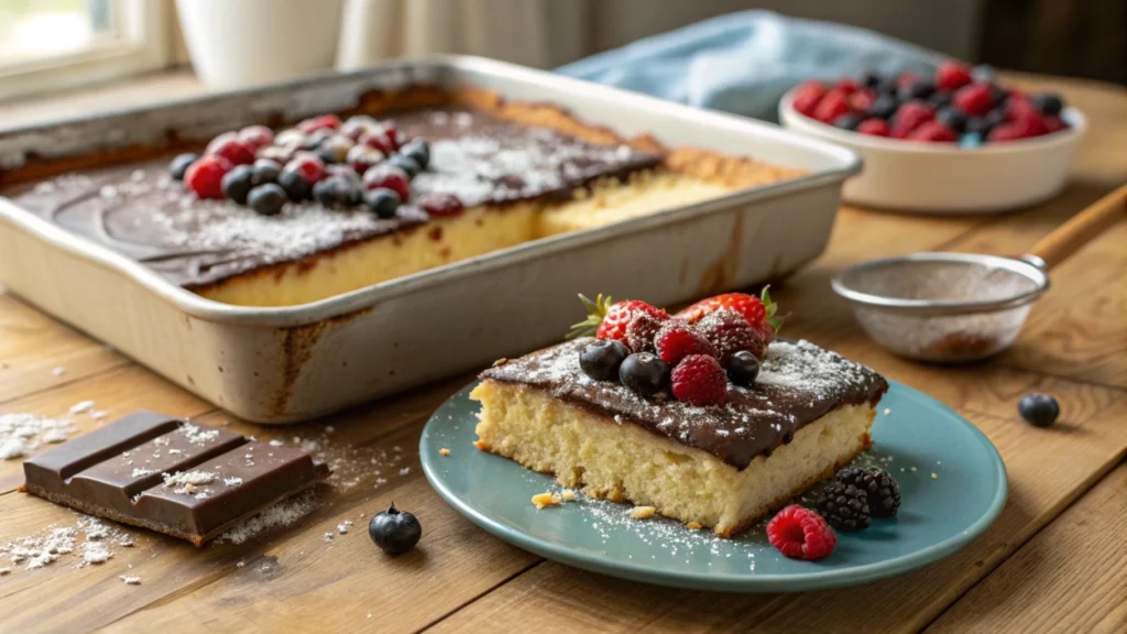 Smooth and creamy kefir cake batter ready for baking - Kefir Sheet Cake Recipe.